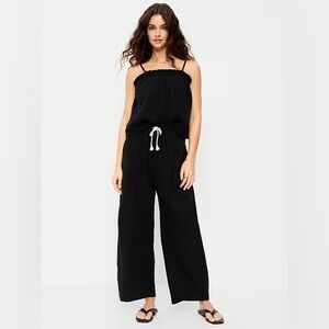 NWT! Old Navy Black High-Waisted Crinkle Gauze Barrel Ankle Pants 🎲 880219